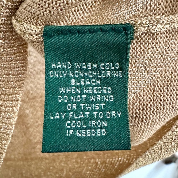 New Lauren Ralph Lauren Gold Metallic Knit Tank Top Sleeveless Resortwear Medium - Picture 5 of 6